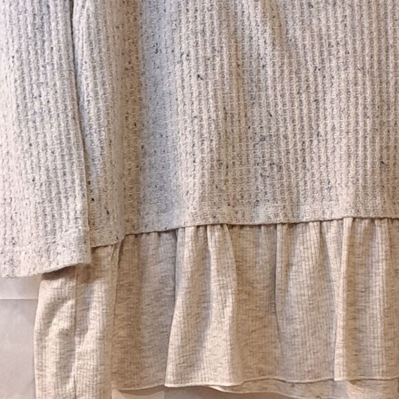 Koolaburra By Ugg Women's Grey Flecked Waffle Knit V-Sweater Top Causal Large - Picture 10 of 13